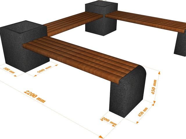 Скамейка бетонная Евро 1 Комплект с фактурой
