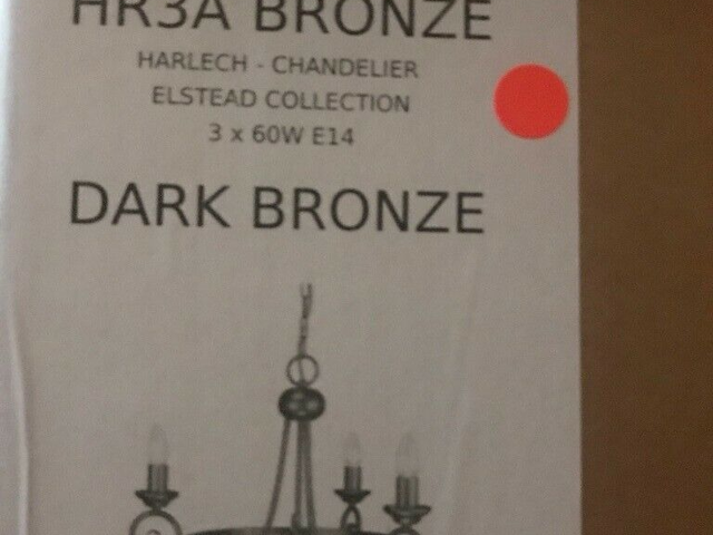 KEZ Elstead Harlech 3 Light Dark Bronze Chandelier BRAND NEW BOXED