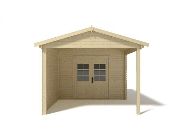 LOG CABIN SUMMER HOUSE 3m x 3m +2,8m shed/ 10ft x 10ft + 9,2ft shed (19mm) with complete floor DOM24