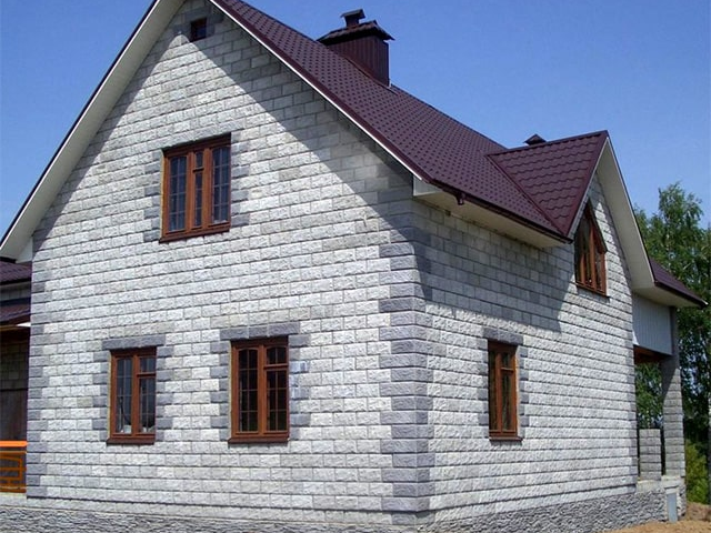 Полистиролбетонный стеновой блок с готовым фасадом