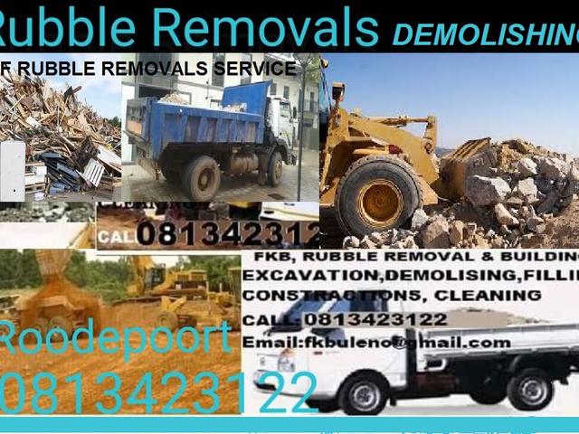 RUBBLE REMOVALS BUILDING DEMOLISHING  SERVICE 0813423122  ROODEPOORT